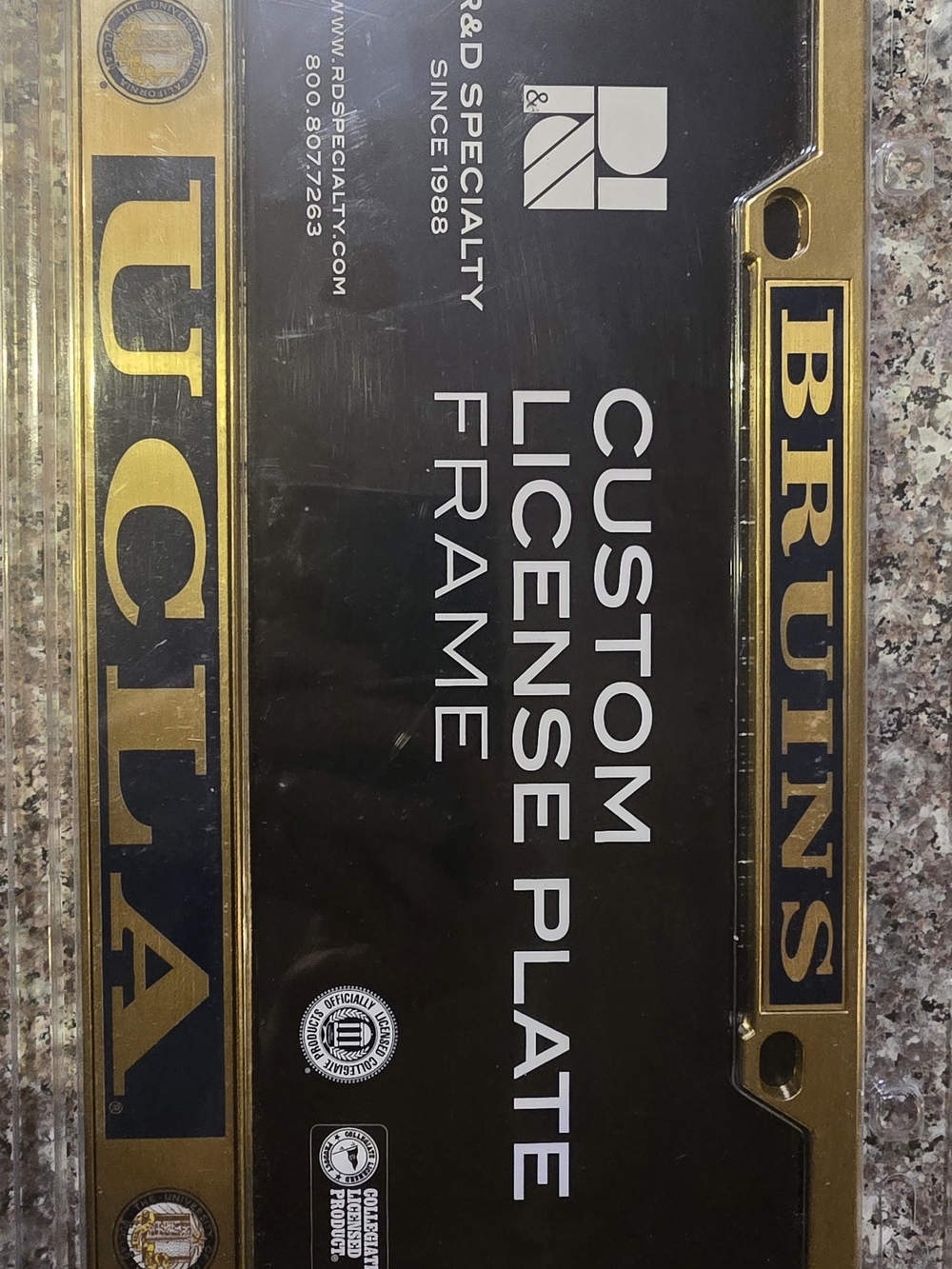 R&D Specialty Bruins UCL A Gold Custom License Plate Frame - Picture 3 of 6